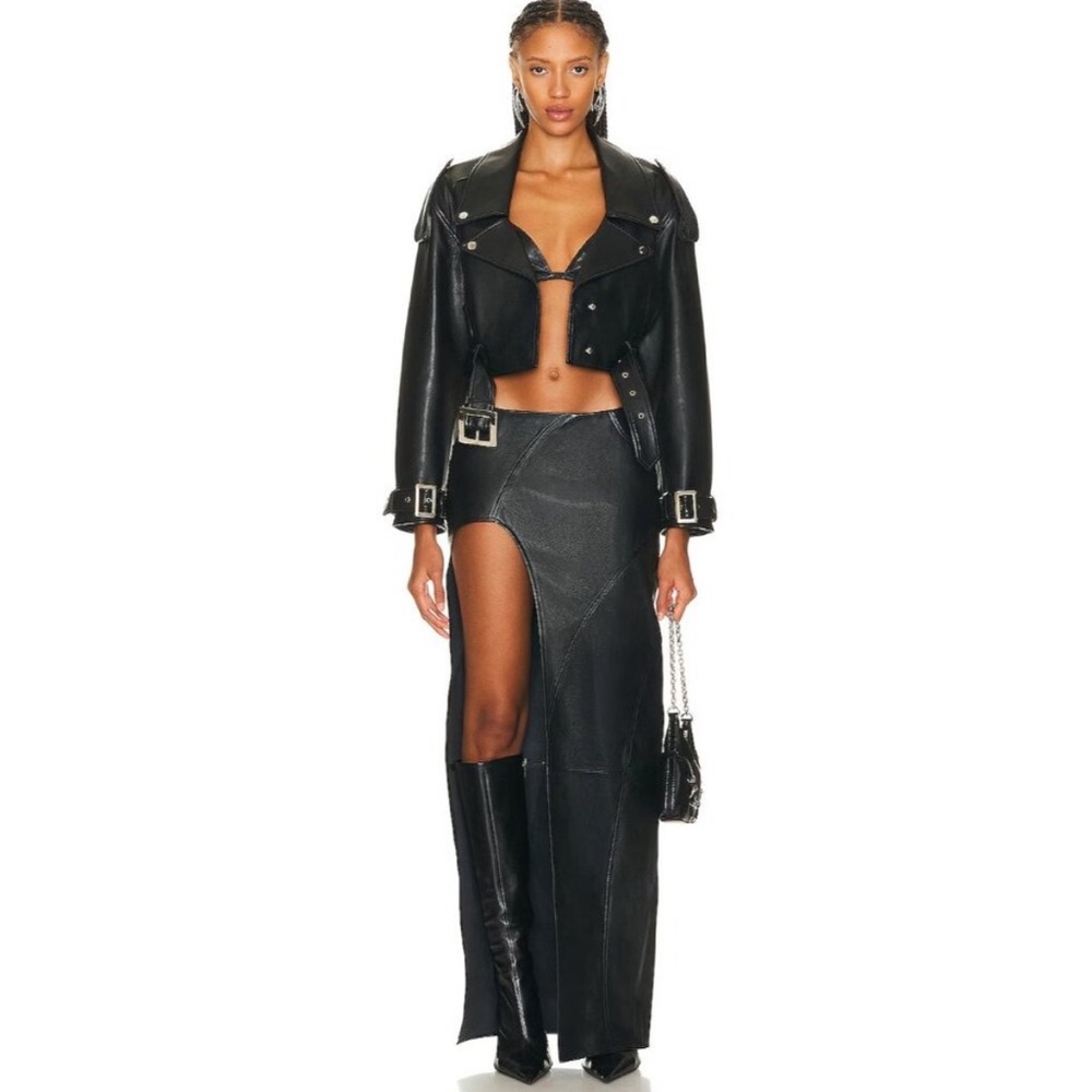 retofete Tash Skirt Black Long Leather